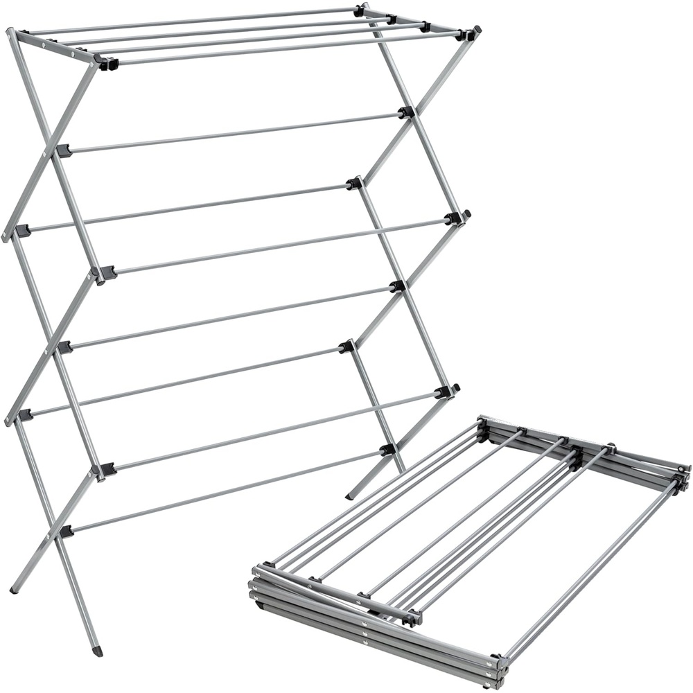 image:imageHoneyCanDo Oversize FamilySize Laundry Drying Rack 355 ExtraWide 22 Wider Than Standard 50lb Capacity Sturdy Steel Foldable Clothes Rack Silver355 W