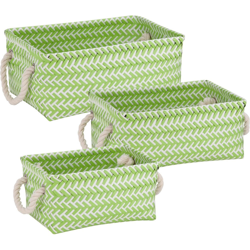 image:imageHoneyCanDo STO06684 Zig Zag Set of Nesting Baskets with Handles Set of 3Pack YellowGreen