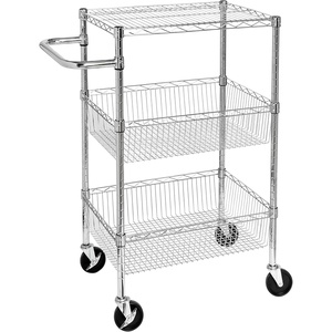 image:imageHoneyCanDo 3 Shelf Chrome Storage Cart CRT01451 Chrome3Tier Rolling Utility Cart