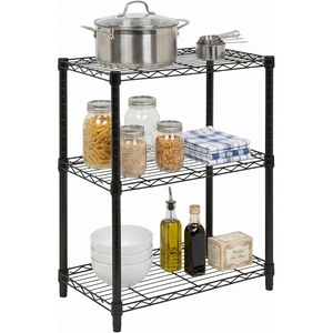 image:imageHoneyCanDo 3Tier Heavy Duty Adjustable Shelving Unit 250lb Per Shelf Metal Storage Rack NSF Certified Wire Shelf for Kitchen Garage Pantry Black 24 x 14 x 30 inBlack