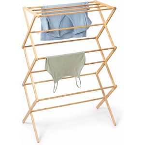 image:imageHoneyCanDo Collapsible Bamboo Drying Rack  Sturdy amp Foldable Laundry Drying Rack SpaceSaving amp Portable Clothes Rack for AirDrying Clothes Towels Blankets amp Delicates Indoor amp Outdoor Use