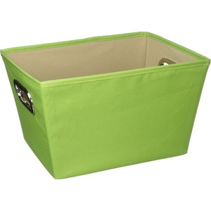 image:imageHoneyCanDo Decorative Storage Bin with Chrome Handles Small OrangeLime Green