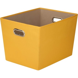 image:imageHoneyCanDo Decorative Storage Bin with Chrome Handles Small OrangeYellow