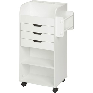 image:imageHoneyCanDo Deluxe Rolling Craft Storage Cart with Locking Wheels  Organizer for 30inch Wrapping Paper Ribbon Spools Tools amp Supplies  3 Drawers amp Open ShelvesStorage Cart