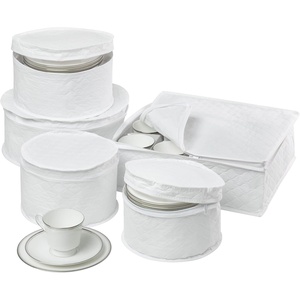 image:imageHoneyCanDo Dinnerware Storage Containers Set Perfect for Dish Storage China Storage and Cup Storage Quilted Containers To Keep Your Heirlooms and Fine China Protected and Organized 5Piece Set5 Piece