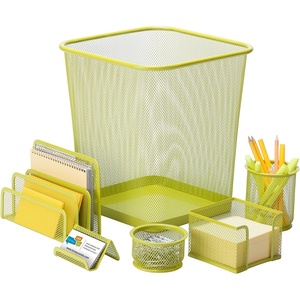 image:imageHoneyCanDo Mesh Desk Set Silver OFC06206 Silver 108 x 124 6 PcsLime