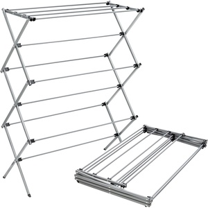 image:imageHoneyCanDo Oversize FamilySize Laundry Drying Rack 355 ExtraWide 22 Wider Than Standard 50lb Capacity Sturdy Steel Foldable Clothes Rack Silver355 W