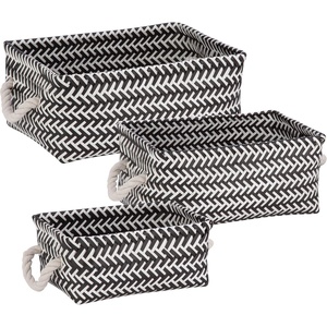 image:imageHoneyCanDo STO06684 Zig Zag Set of Nesting Baskets with Handles Set of 3Pack YellowBlack