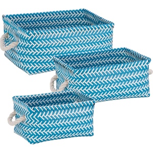 image:imageHoneyCanDo STO06684 Zig Zag Set of Nesting Baskets with Handles Set of 3Pack YellowBlue