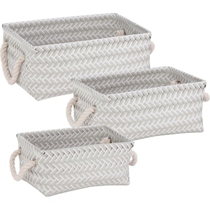 image:imageHoneyCanDo STO06684 Zig Zag Set of Nesting Baskets with Handles Set of 3Pack YellowGray