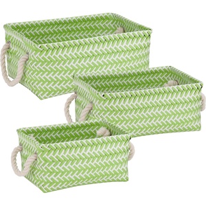 image:imageHoneyCanDo STO06684 Zig Zag Set of Nesting Baskets with Handles Set of 3Pack YellowGreen
