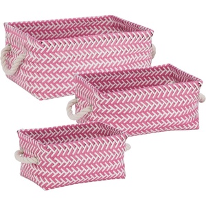 image:imageHoneyCanDo STO06684 Zig Zag Set of Nesting Baskets with Handles Set of 3Pack YellowHot Pink