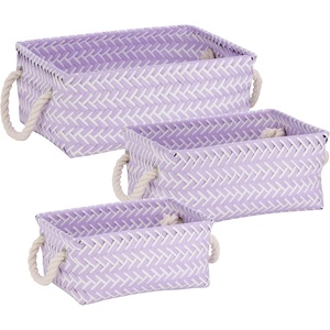 image:imageHoneyCanDo STO06684 Zig Zag Set of Nesting Baskets with Handles Set of 3Pack YellowLilac