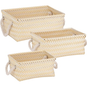 image:imageHoneyCanDo STO06684 Zig Zag Set of Nesting Baskets with Handles Set of 3Pack YellowYellow