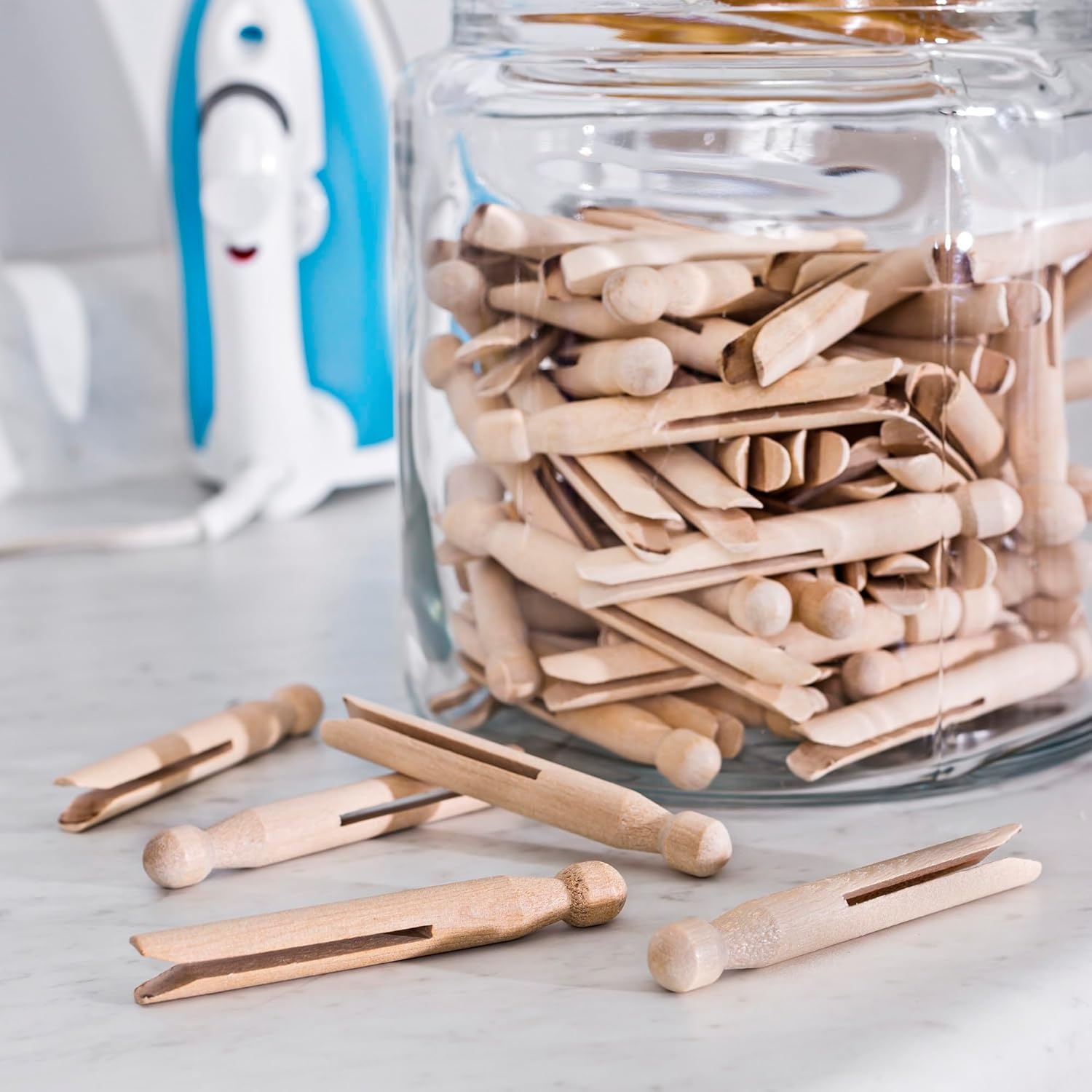image:imageHoneyCanDo 100 Pack Round Birch Wood Clothespins Durable Wood Clips For Hanging Clothes Pins And Laundry For Organizing Drying amp Everyday Use Practical Hanging Solutions Reliable Wooden Clips100Pack