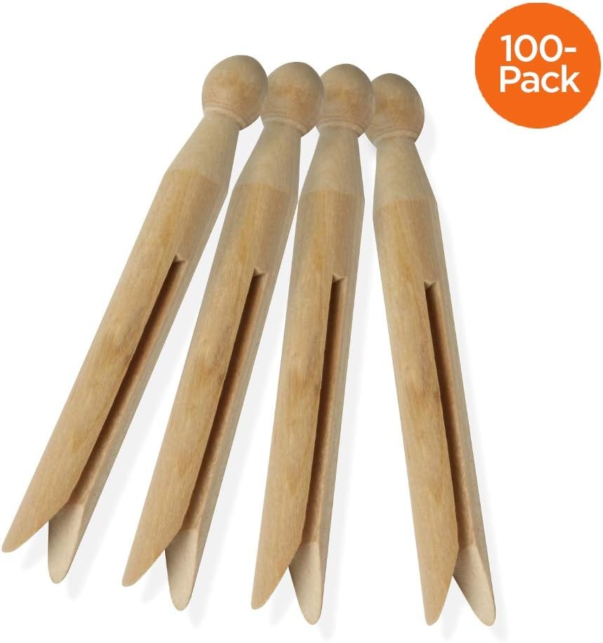 image:imageHoneyCanDo 100 Pack Round Birch Wood Clothespins Durable Wood Clips For Hanging Clothes Pins And Laundry For Organizing Drying amp Everyday Use Practical Hanging Solutions Reliable Wooden Clips100Pack