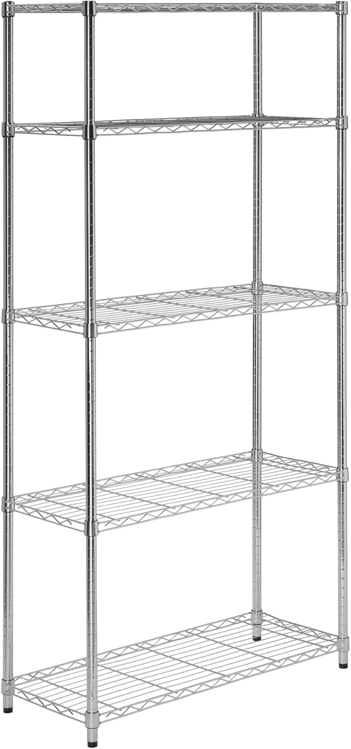 image:imageHoneyCanDo 5Tier Heavy Duty Adjustable Shelving Unit 200lb Per Shelf NSF Certified Metal Storage Rack Chrome Wire Shelf for Garage Kitchen Pantry 36 x 14 x 72 in