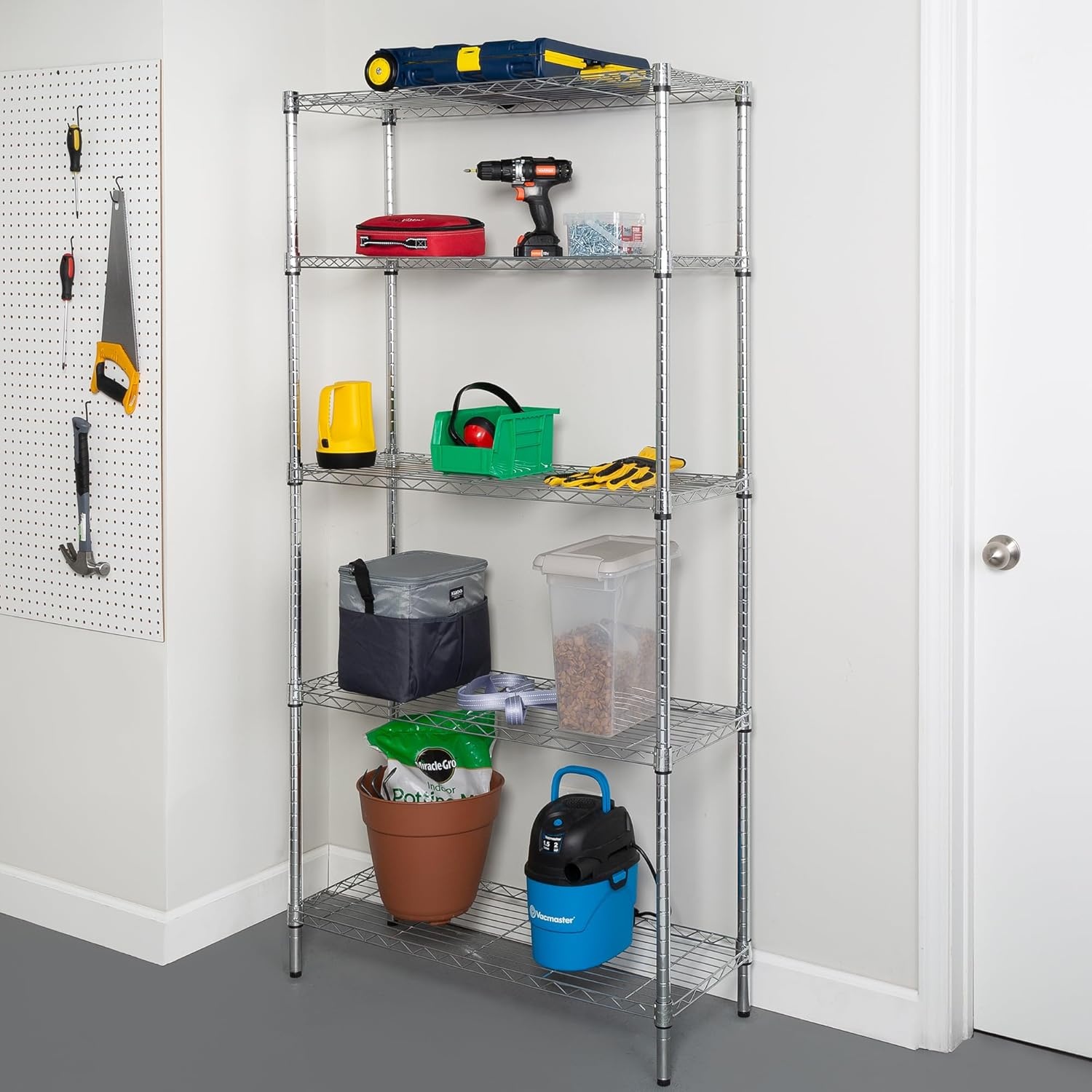 image:imageHoneyCanDo 5Tier Heavy Duty Adjustable Shelving Unit 200lb Per Shelf NSF Certified Metal Storage Rack Chrome Wire Shelf for Garage Kitchen Pantry 36 x 14 x 72 in