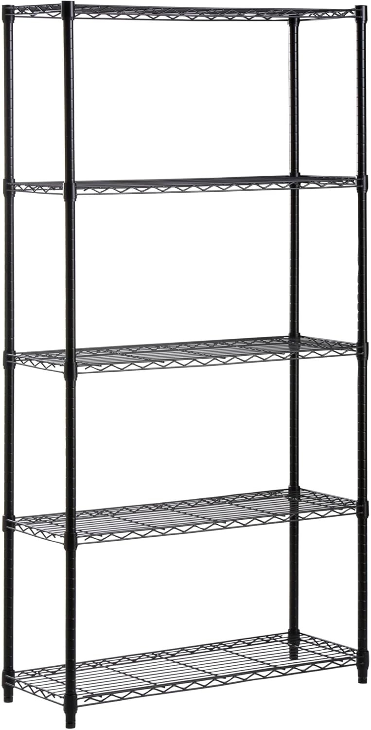 image:imageHoneyCanDo 5Tier HeavyDuty Adjustable Shelves Metal Storage Rack with 200lb Shelf Capacity Black 14 W x 36 L x 72 H