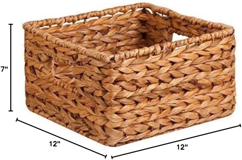 image:imageHoneyCanDo Banana Leaf Storage Baskets Water Hyacinth Woven Basket Decorative Baskets for Shelves Basket for Gifts Closet Pantry and Home Organization Set of 3 MultiSize9 12 L x 9 12 W x 6 7 H