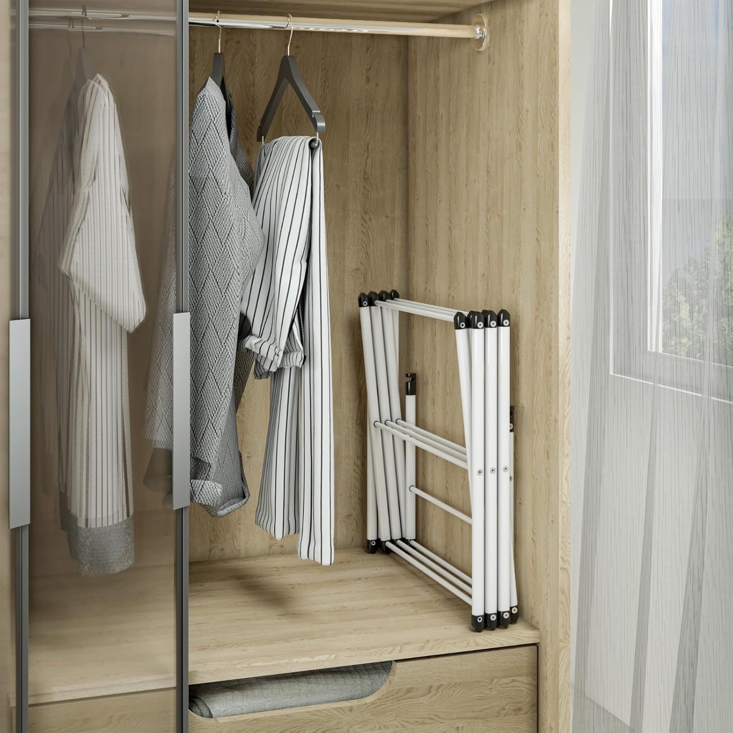 image:imageHoneyCanDo Collapsible Clothes Drying Rack Durable SpaceSaving Laundry amp Towel Rack Sturdy Clothing Rack for Hanging Clothes Indoors amp Outdoors Steel21 W