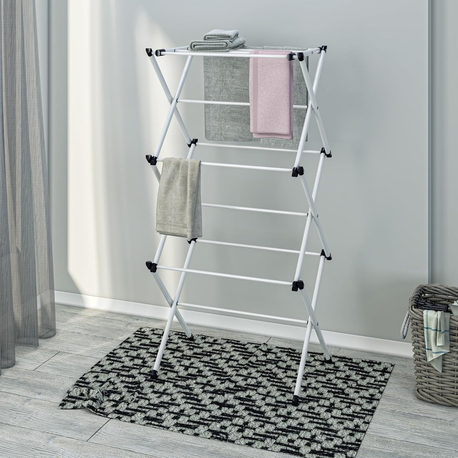 image:imageHoneyCanDo Collapsible Clothes Drying Rack Durable SpaceSaving Laundry amp Towel Rack Sturdy Clothing Rack for Hanging Clothes Indoors amp Outdoors Steel21 W