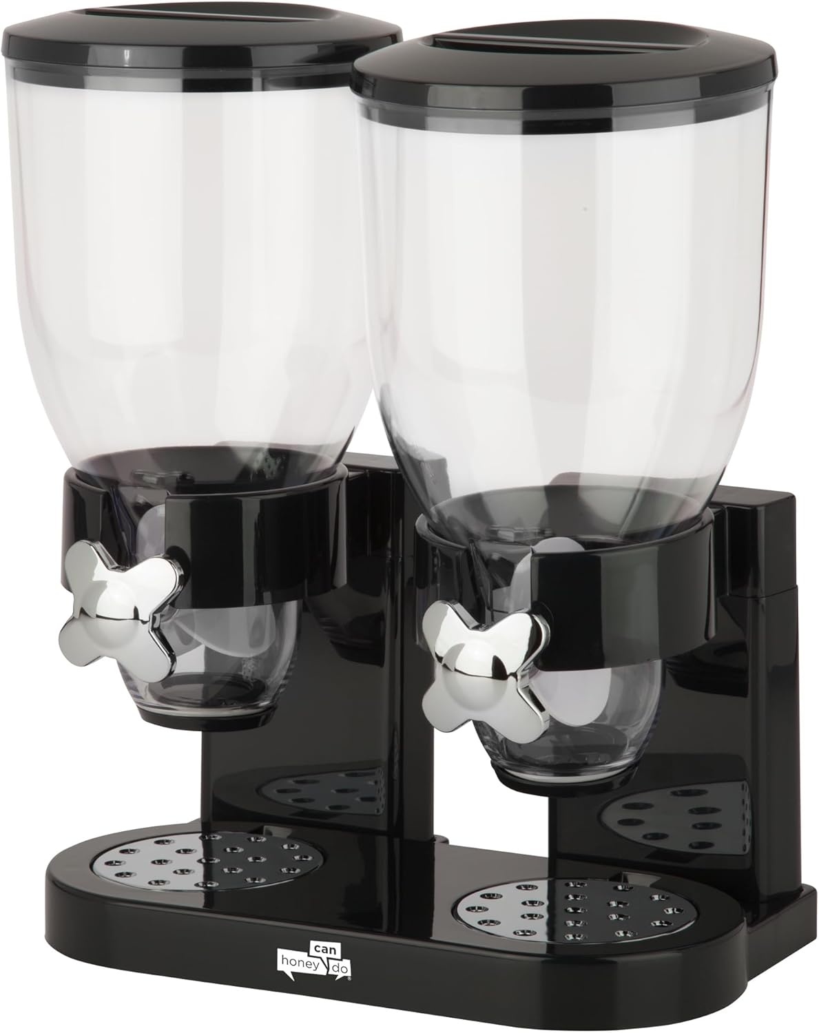 image:imageHoneyCanDo Zevro Dual Dry Food Dispenser Countertop Cereal Dispenser with Portion Control 175 oz Per Canister Airtight BPAFree Snack Dispenser for Kitchen Organization BlackChrome