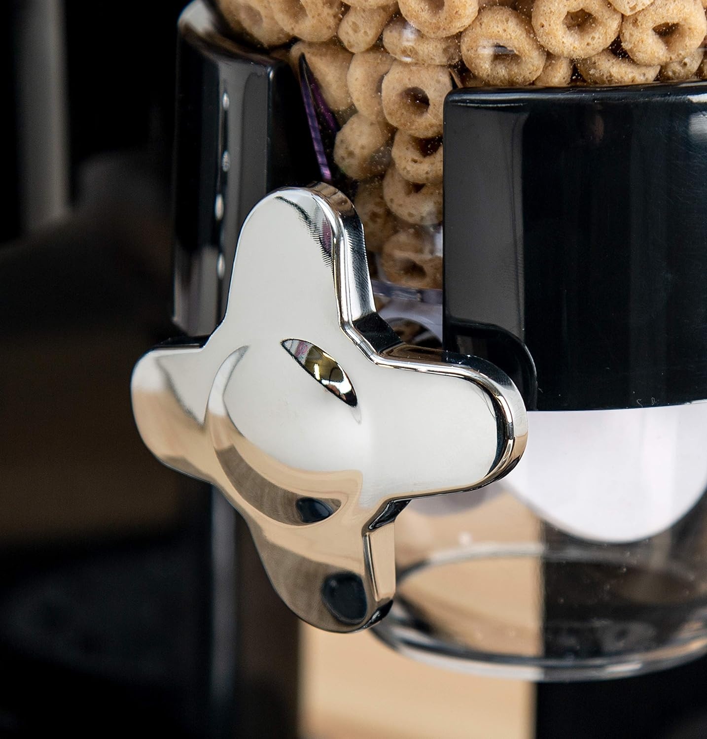 image:imageHoneyCanDo Zevro Dual Dry Food Dispenser Countertop Cereal Dispenser with Portion Control 175 oz Per Canister Airtight BPAFree Snack Dispenser for Kitchen Organization BlackChrome