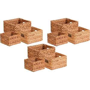 image:imageHoneyCanDo Banana Leaf Storage Baskets Water Hyacinth Woven Basket Decorative Baskets for Shelves Basket for Gifts Closet Pantry and Home Organization Set of 3 MultiSize9  12 L x 9  12 W x 6  7 H