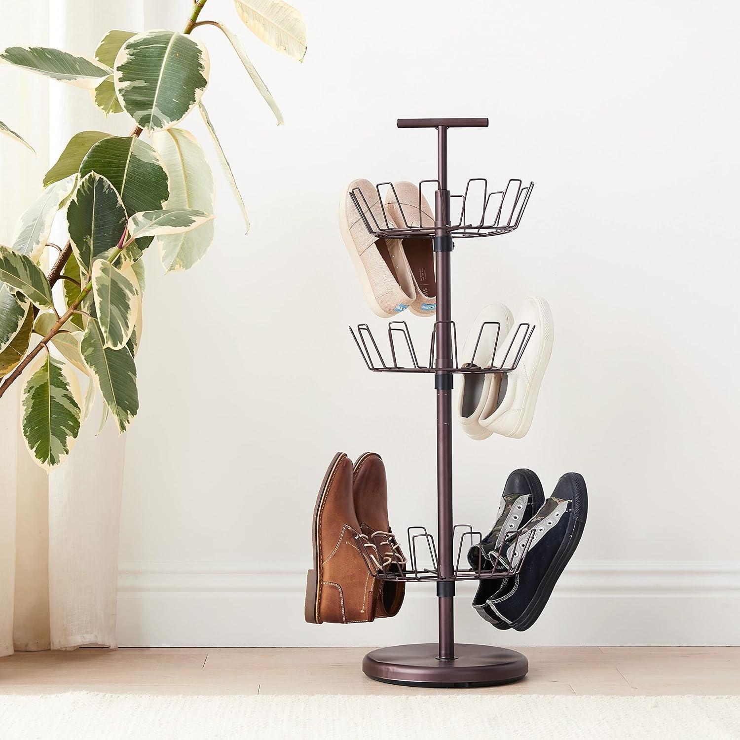 image:imageHoneyCanDo SHO02221 Shoe Tree with Spinning Handle Bronze 4Tier 30 lbsBronze