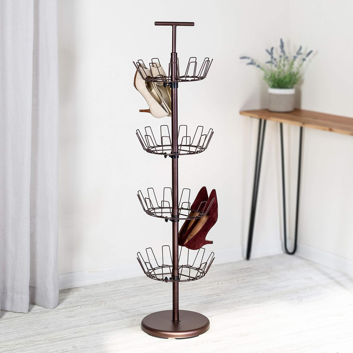 image:imageHoneyCanDo SHO02221 Shoe Tree with Spinning Handle Bronze 4Tier 30 lbsBronze