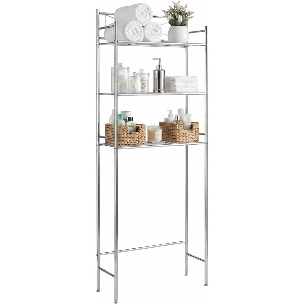 image:imageHoneyCanDo 3Tier Metal Bathroom Shelf Space Saver Over The Toilet Storage Rack Organizer Adjustable Chrome Wire Shelving Unit for Towels amp Toiletries 95 x 23 x 60 in3Tier Bathroom Tower Shelf